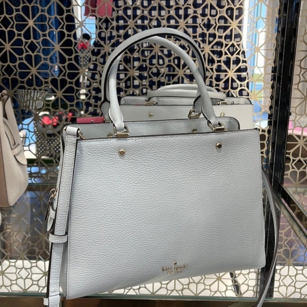 Kate Spade Leila Medium Triple Compartment Satchel Hazy Morning Color - Picture 2 of 16